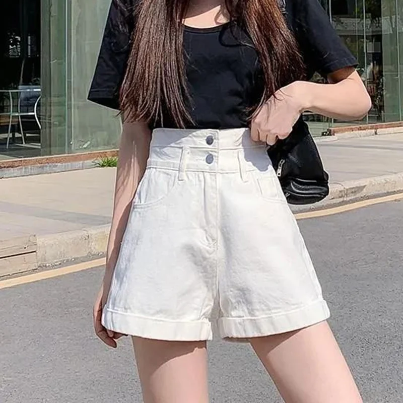 

Hot Sale Summer Lady Classic Fashion High Waist Jeans Girls Slim Fit A-line Denim Shorts Female Casual Thin Short Jeans