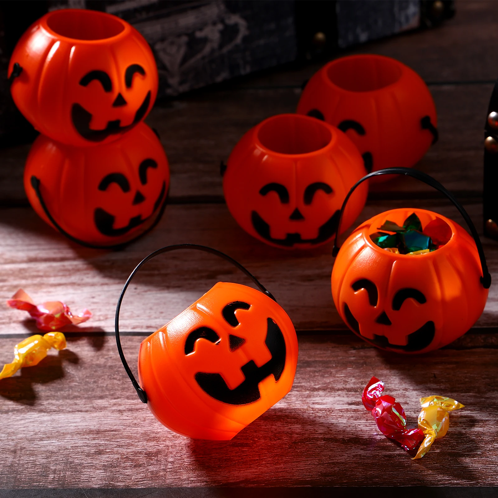 

6pcs Pumpkin Shape Candy Bucket Halloween Party Gift Treat Boxes Mini Pumpkin Trick Or Treat Bucket Halloween Candy Holder