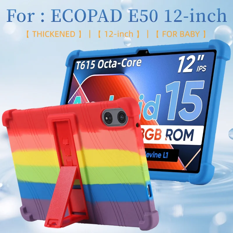 Capa Profissional para Tablet ECOPAD E50 de 12 Polegadas, Segura e à Prova de Choque, com Suporte de Silicone