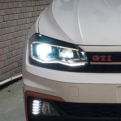 Car Head Lights Lighting Systems Assembly For VW Polo 2019-2024 LED Auto Headlight Upgrade New Projector Double lens Accessories
