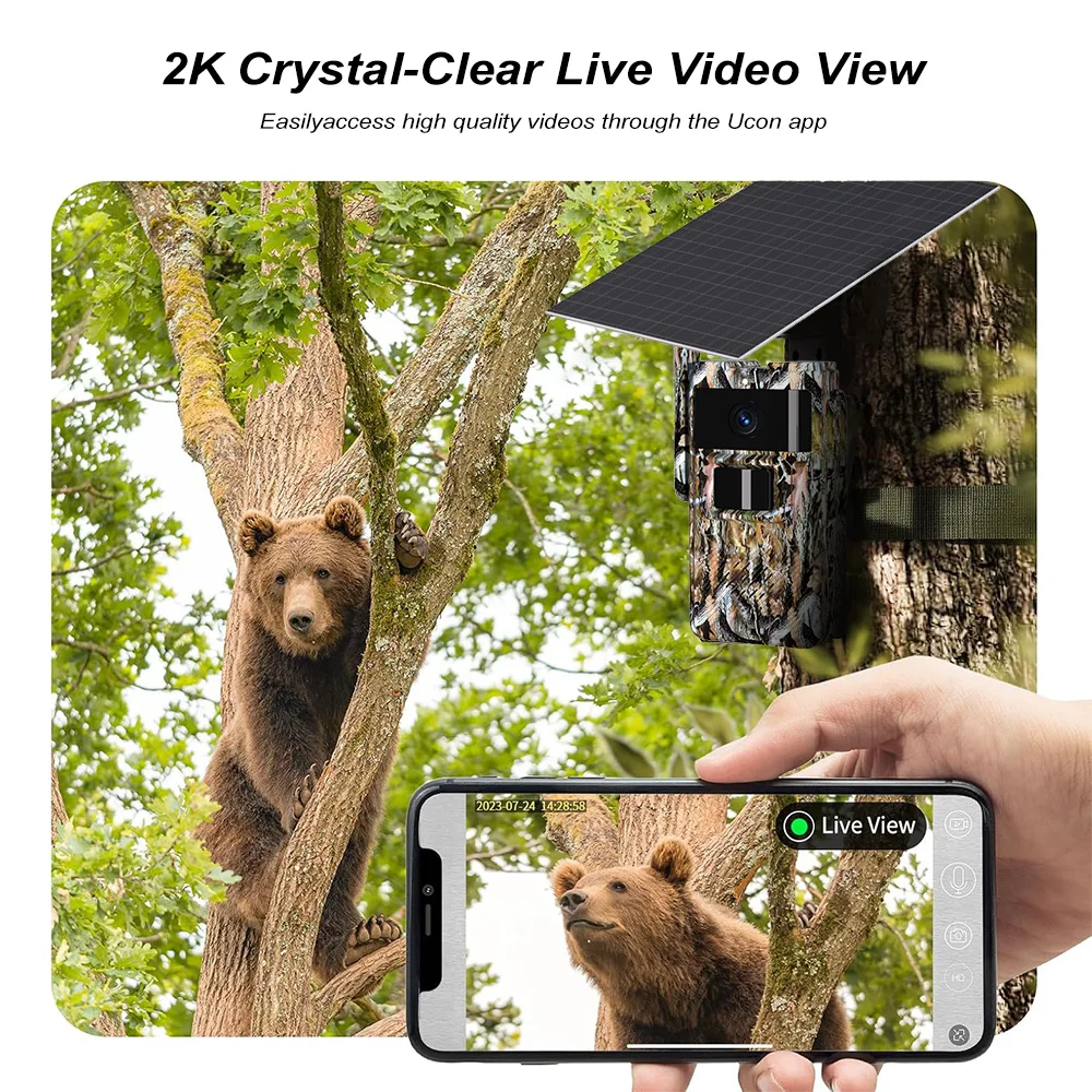 PEGATAH 4G Solar Trail Camera with 2K Video & 14MP Pictures, IR Night Vision for Wildlife Monitoring and Hunting