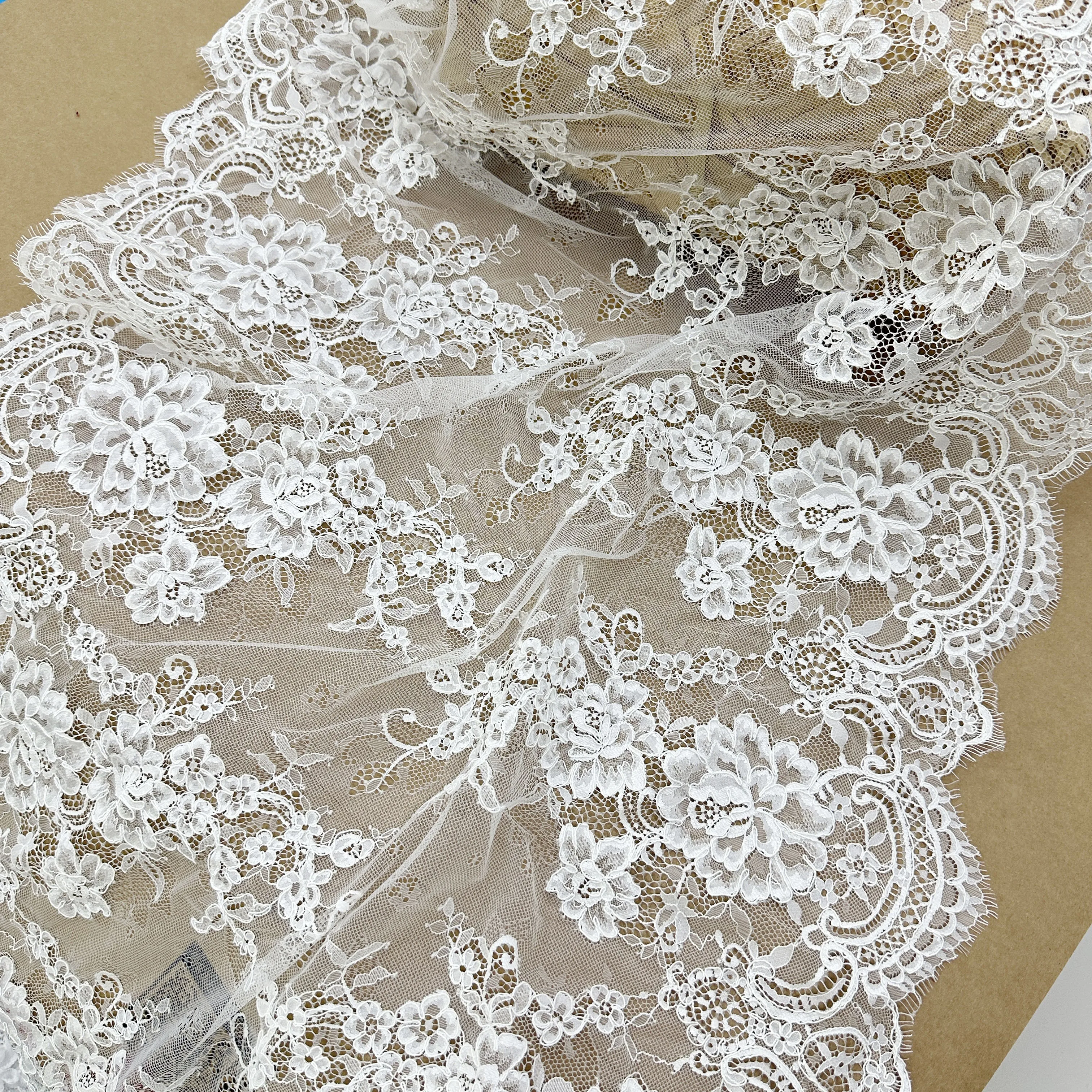 3 Meter handgefertigte Alençon-Spitzenborte für Brautschleier, Hochzeitsbänder, Stirnbänder, Schmuck und Kostümdesign – Detail 2