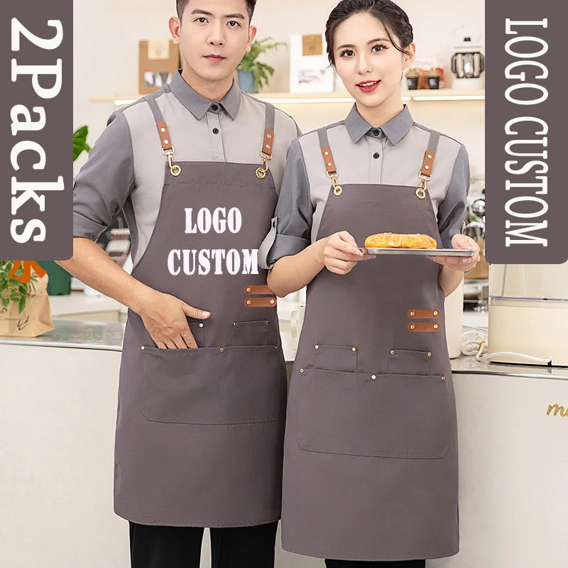 

Профессиональный рабочий фартук для мужчин и женщин, кухонный водонепроницаемый фартук, рабочая форма для официанта, бариста, ресторанный фартук, легко чистится