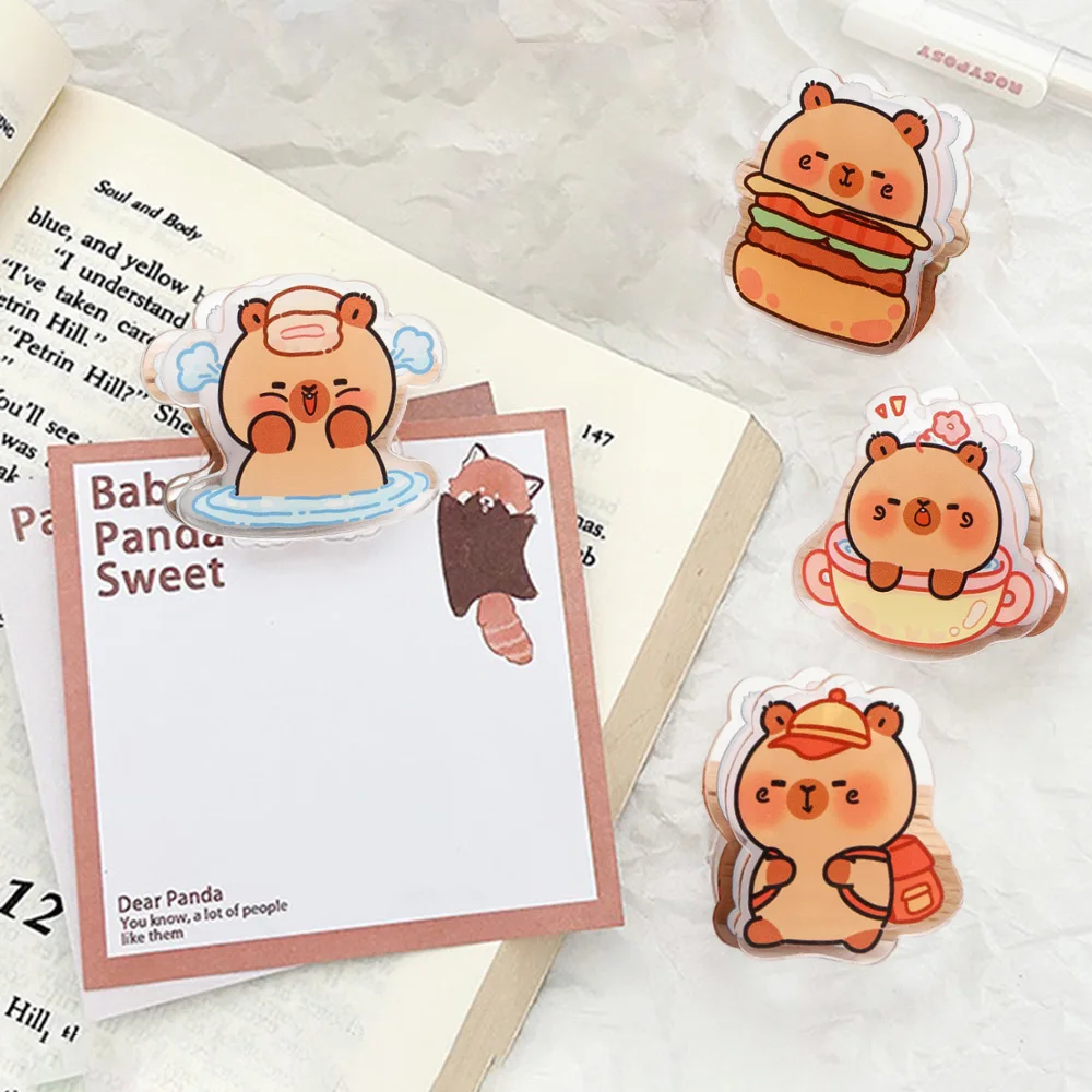 Cute Capybara Acrylic Note Holder for Office/School - usage example