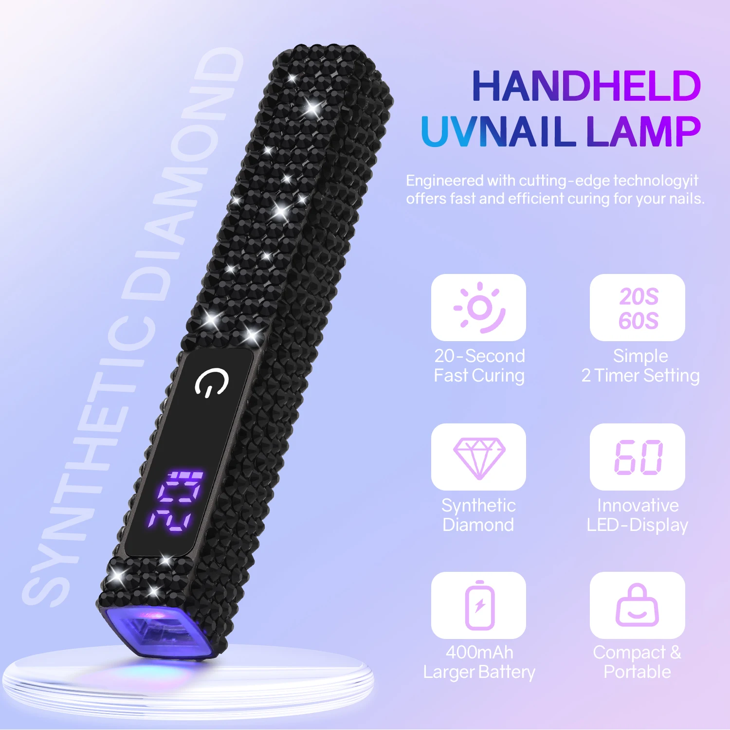 Lampada per asciugare le unghie a Led UV portatile asciugatrice portatile ricaricabile per unghie con cristalli lampada per Manicure torcia per unghie in Gel stropicciato