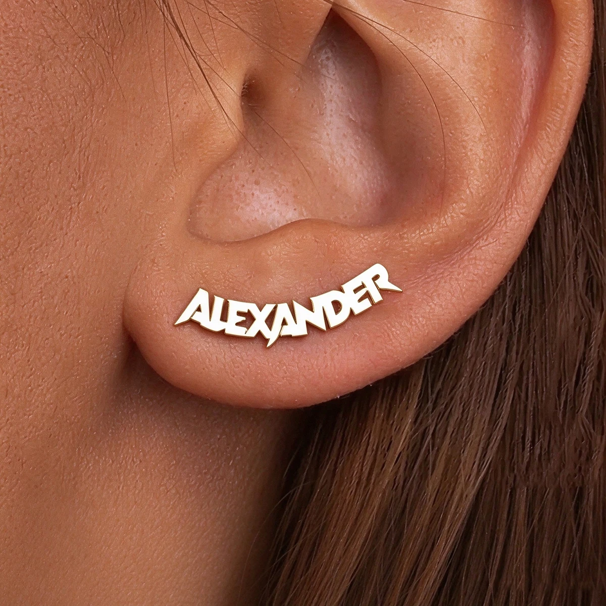 Custom Punk Name Stud Earrings For Women Men Stainless Steel Customized Earring Female Personalized Ear Jewelry Birthday Gift