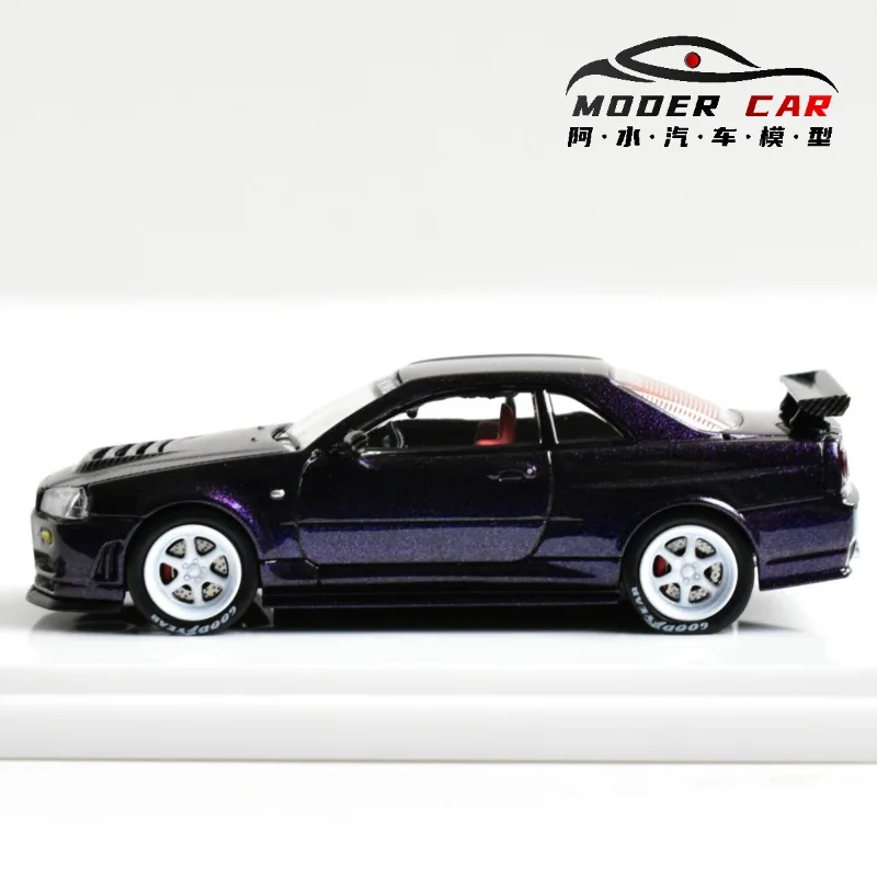 Voiture Demon King 1:64 Nissan GT-R R34, édition exposition, modèle de voiture en alliage de simulation moulé sous pression, jouet pour garçons, ornement de collection pour adultes