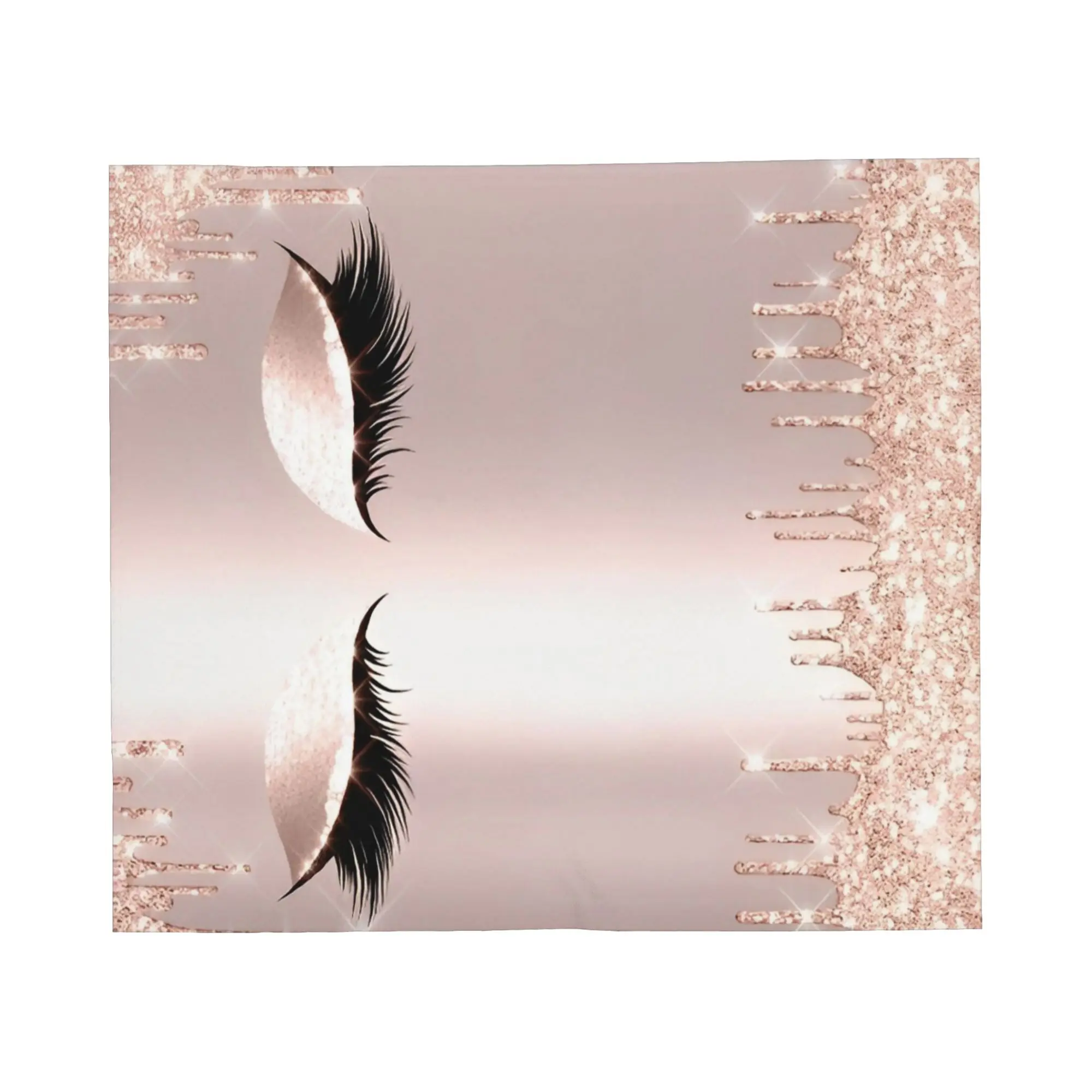 Gold Beauty Eyelash Closed Eyes Blanket Fleece All Season Multifunction Lightweight Throw Blankets for Bedding Outdoor Rug Piece