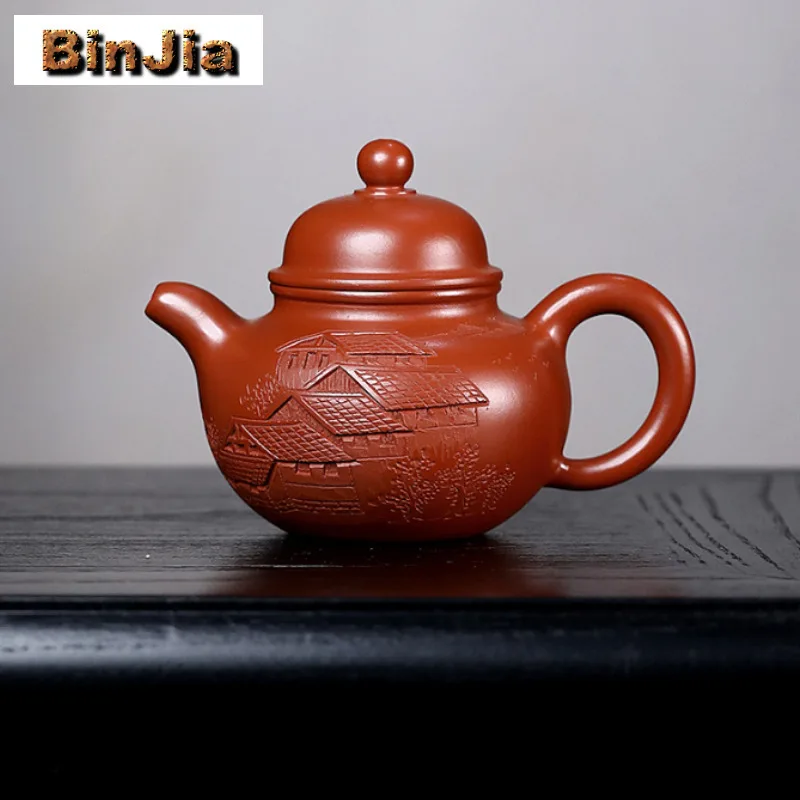 

Старинные чайники из фиолетовой глины Исин, 130 мл, горшок Duo Qiu ручной работы, чайник из сырой руды Zhu, грязевой чайник, китайский чайный сервиз Zisha, украшения для чайной посуды
