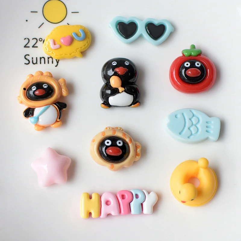 

10 шт., милые подвески в виде рыбы-пингвина с плоской задней частью, материал для рукоделия из смолы, серьги для волос для девочек, брелок для ключей, художественная нашивка, аксессуары для изготовления ювелирных изделий