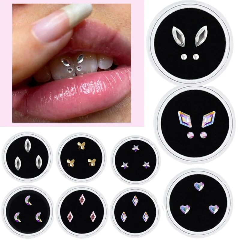 Dental Acrylic Crystal Jewelry Tooth Gem Tooth Beauty Diamond Ornaments Set Flat Decoration Teeth Whitening Material