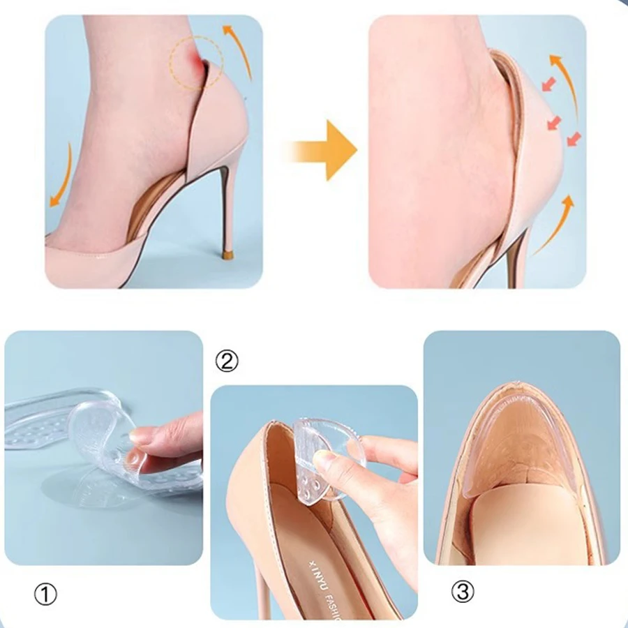 4PCS Heels Grips Silicone Heel Stickers for Women Men Anti Slip Heel Cushions Non-Slip Inserts Pads Foot Heel Care Protector image 5