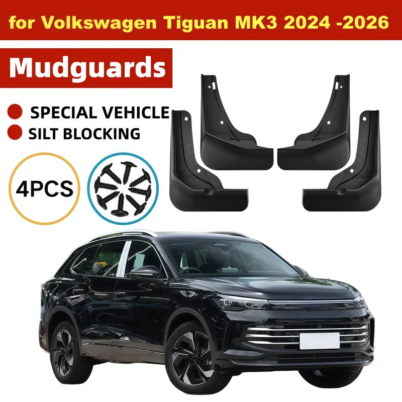 Car Mudguard For Volkswagen VW Tiguan R Line MK3 2024 2025 2026 Anti-splash Wheel Mud Guards Fender Mudflaps Tools Accessories