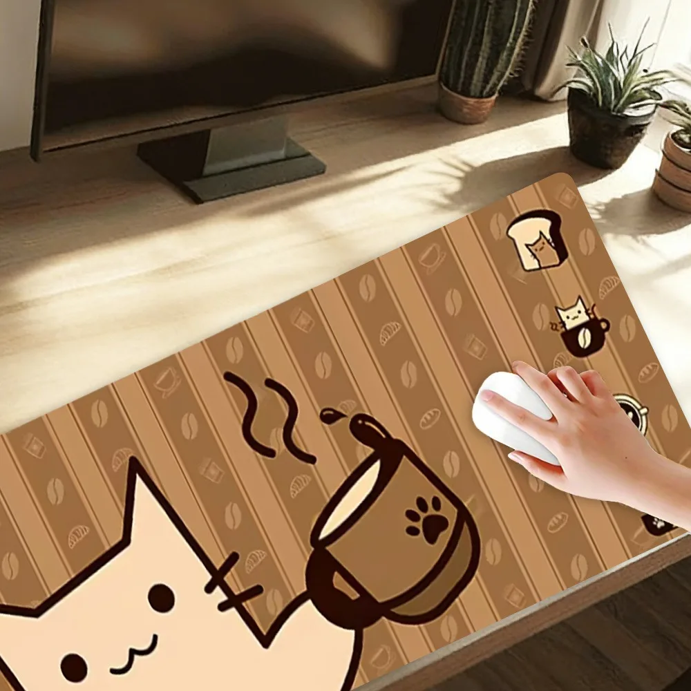 

The design adopts a cute coffee theme, with the pattern featuring a cat holding a coffee cup in its paw alfombrilla ratón
