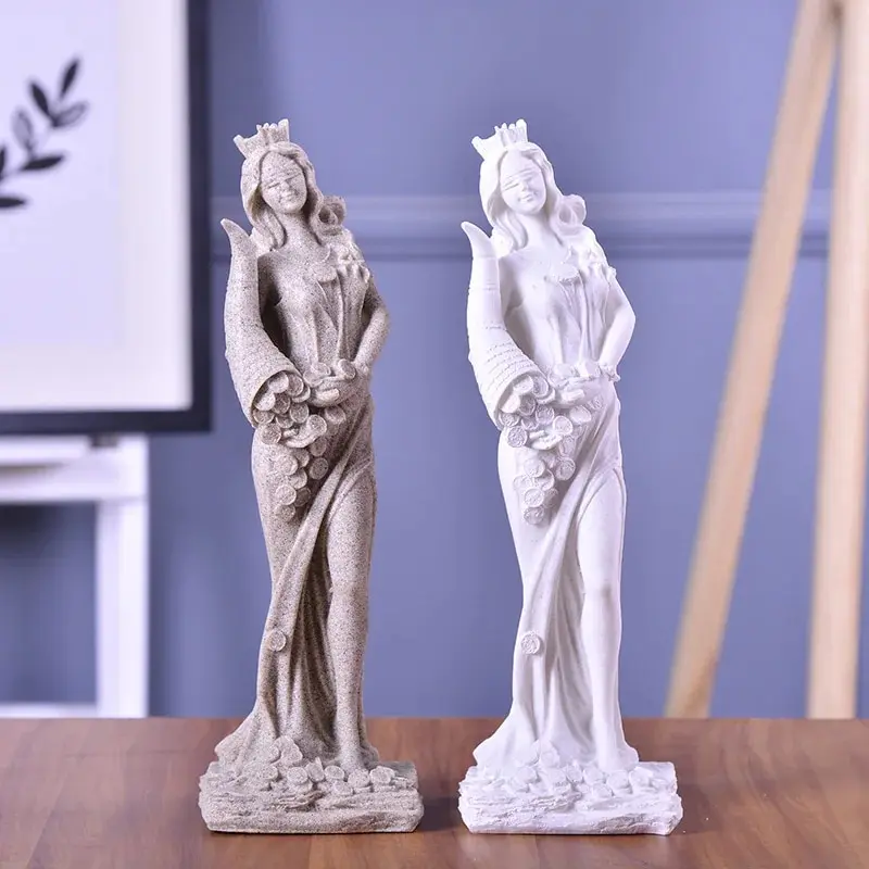 

Sandstone Goddess of Wealth Statue Home Decoration Figurines Miniatures Vintage Decor Office