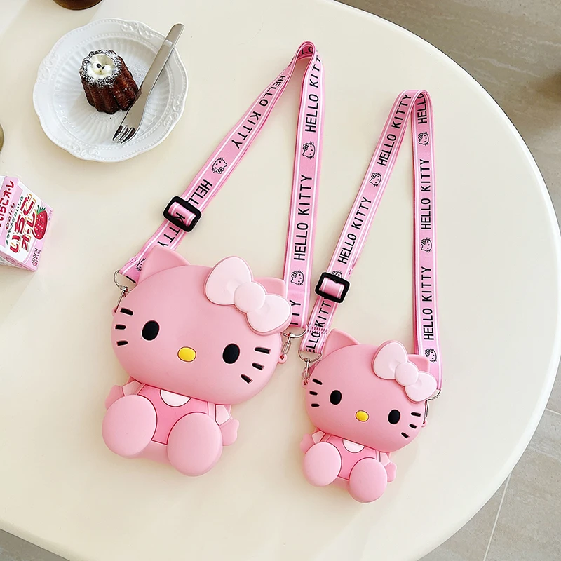 Sanrio hello kitty silicone crossbody sling saco bonito mensageiro viagem 3d sacos de ombro pequena bolsa saco do telefone para meninas presente