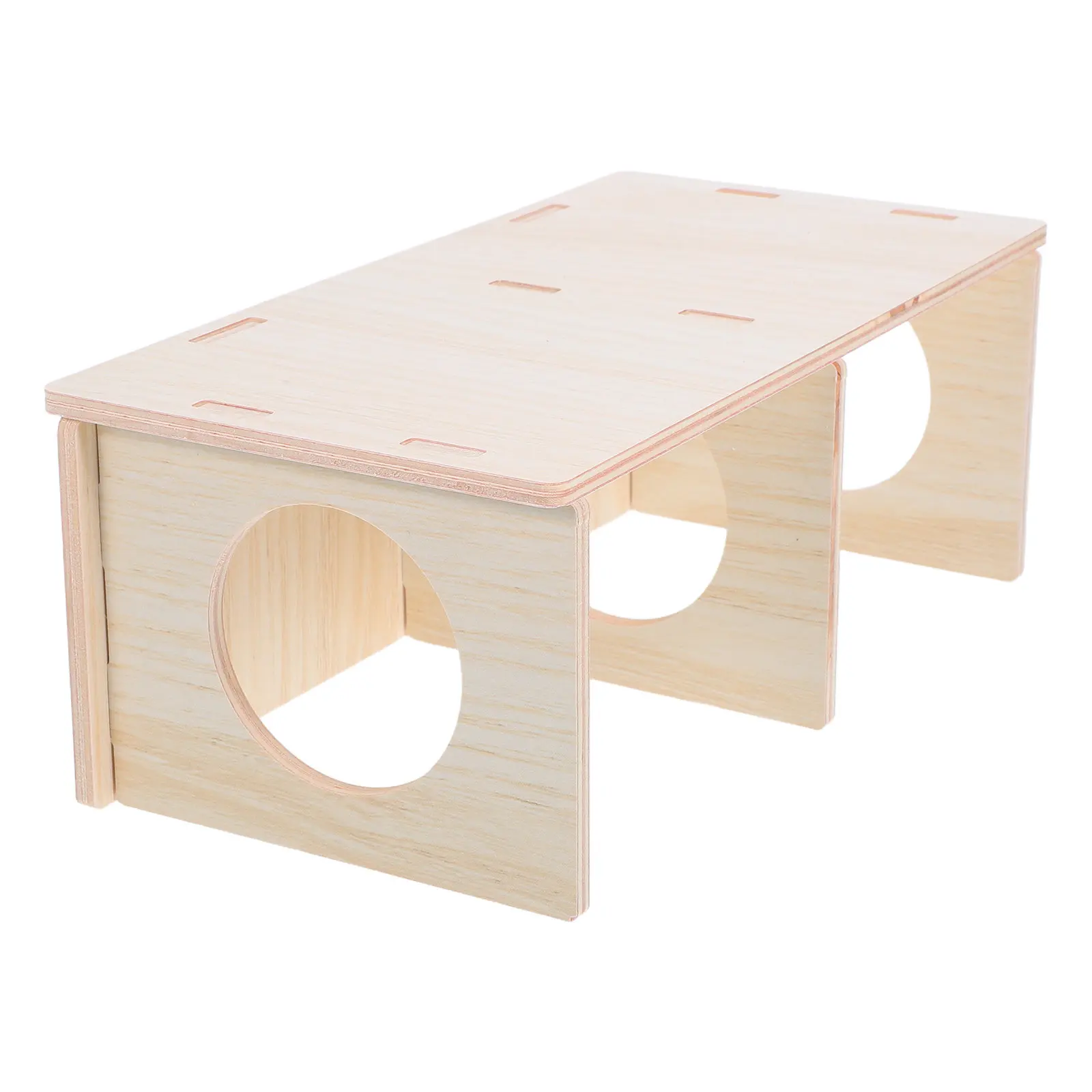 Hamster Multi-Chamber Wooden Natural Solid Wood Small Animal Hideout Maze Style DIY Assembly Pet Shelter for Mice Rats