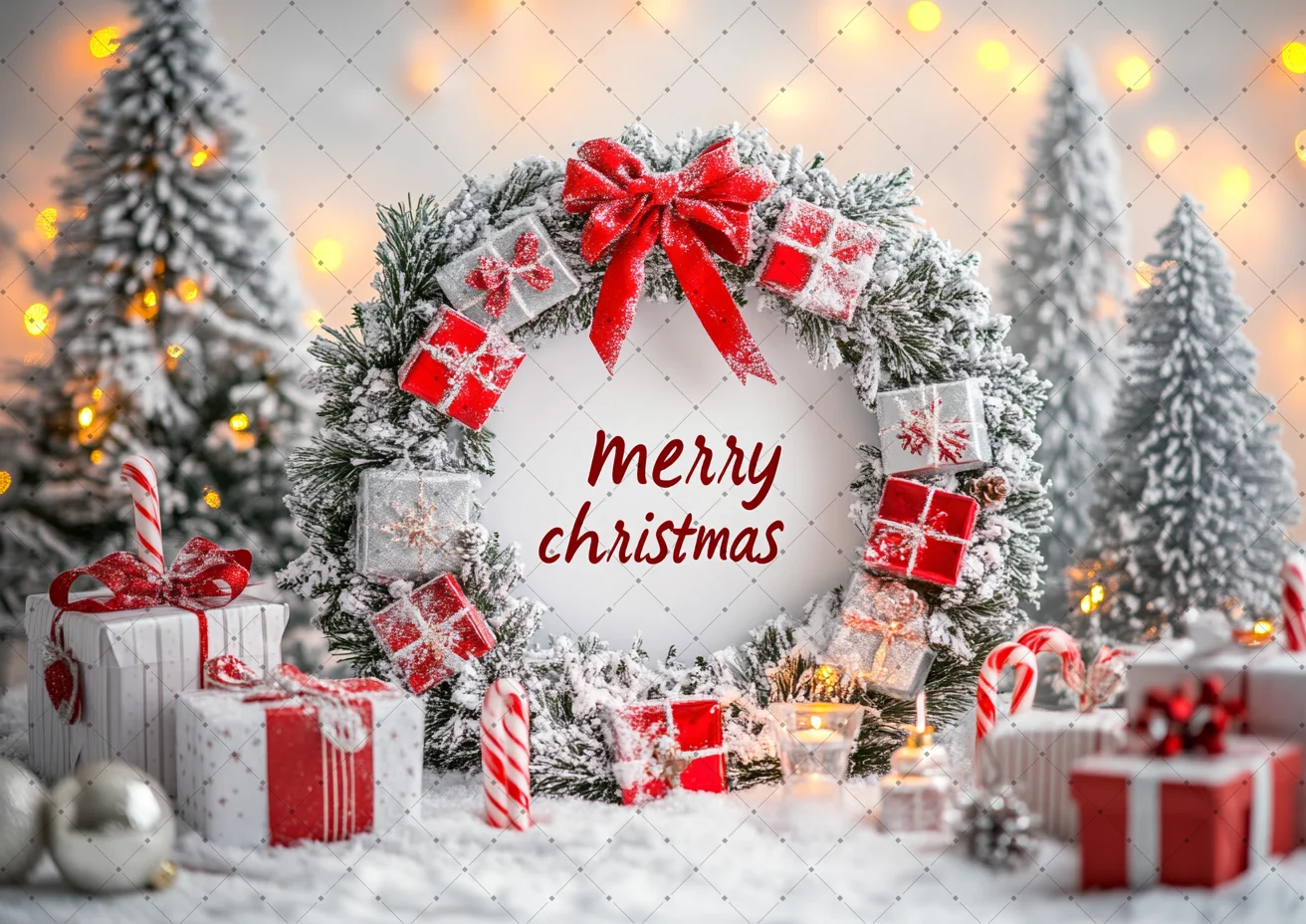 Merry Christmas Backdrop Xmas Tree Snowflake Candy Canes Photography Background Kids Baby Shower Portrait Banner Photo Studio