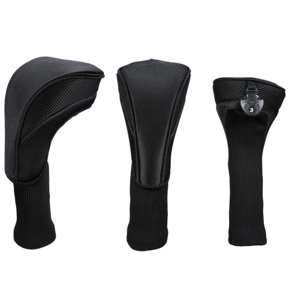 3Pcs/Set Long Neck Golf Club Head Covers Wood Driver Protect Headcover Number Tag Fairway Golf HeadCover Golf Accessories