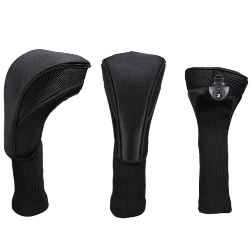 Imagen 2 del producto 3 unids/set de fundas para cabeza de palo de Golf de cuello largo, protección para conductor de madera, etiqueta de número, cubierta para cabeza de Golf de calle, accesorios de Golf