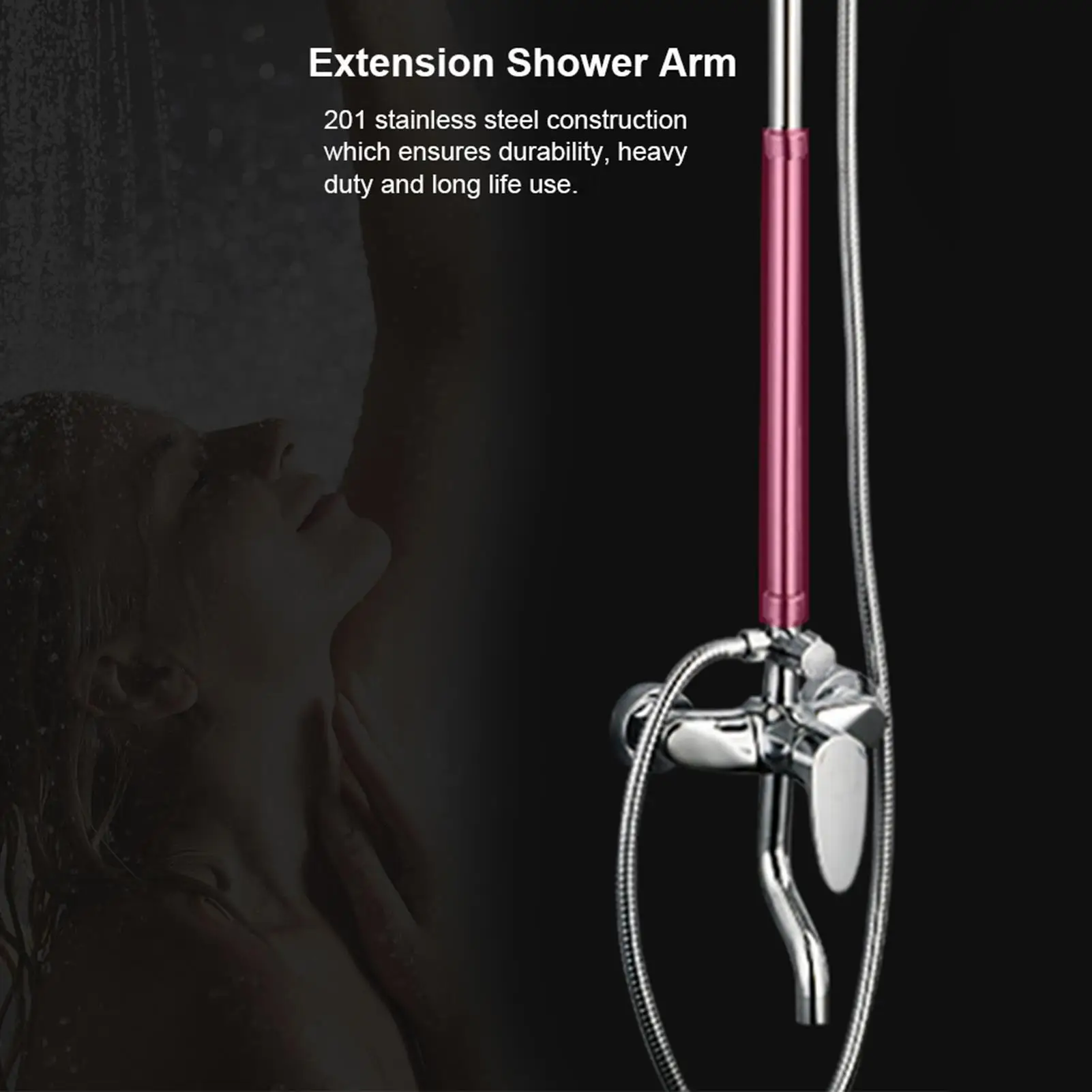 Stainless Steel Shower Arm Extension Tube for 4/6/8/10in Shower Heads