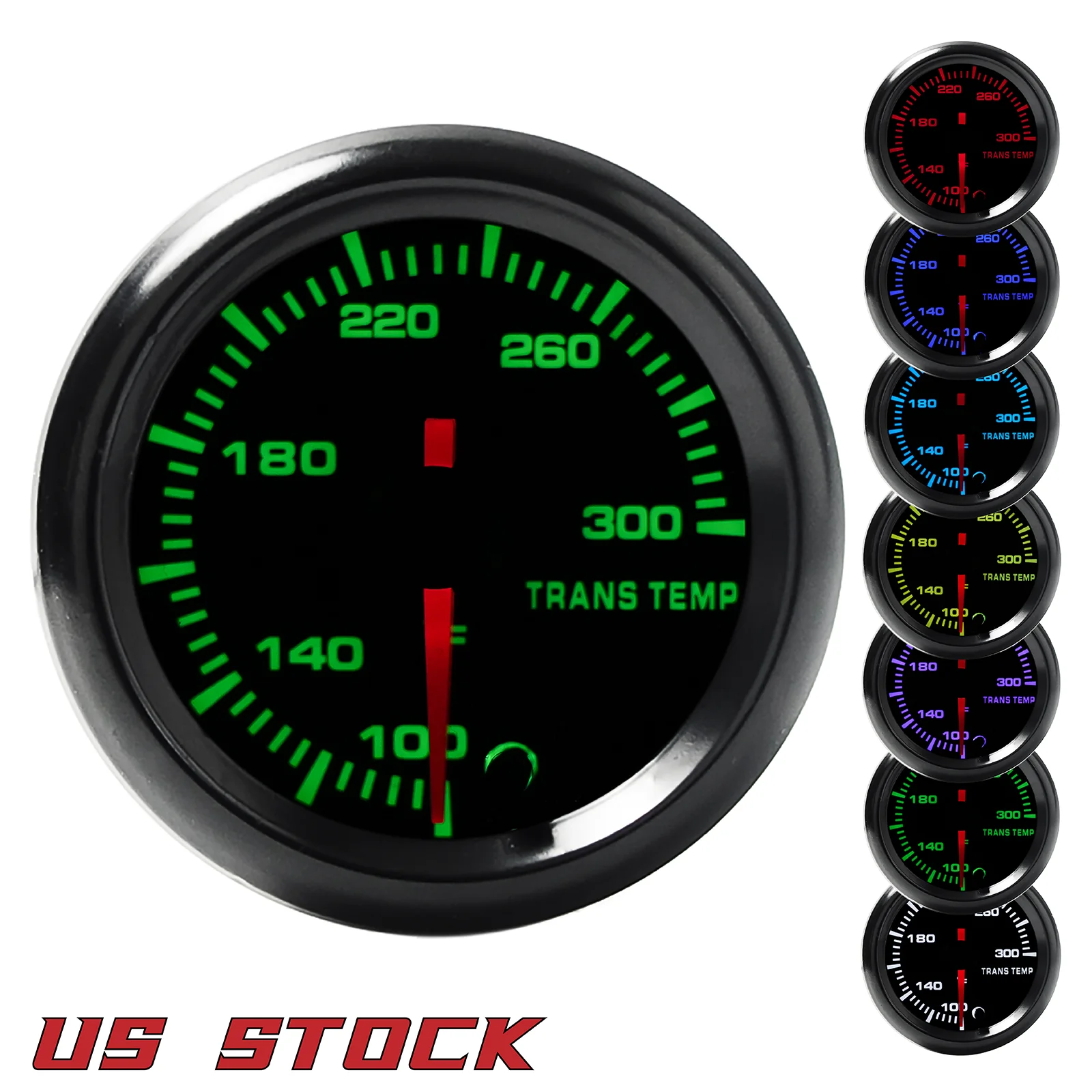 

2" 52MM Trans Temprature Gauge 7Color LED Display Trans Temp Gauge 100~300℉ with 7 Color Backlight for 12V Vehicle