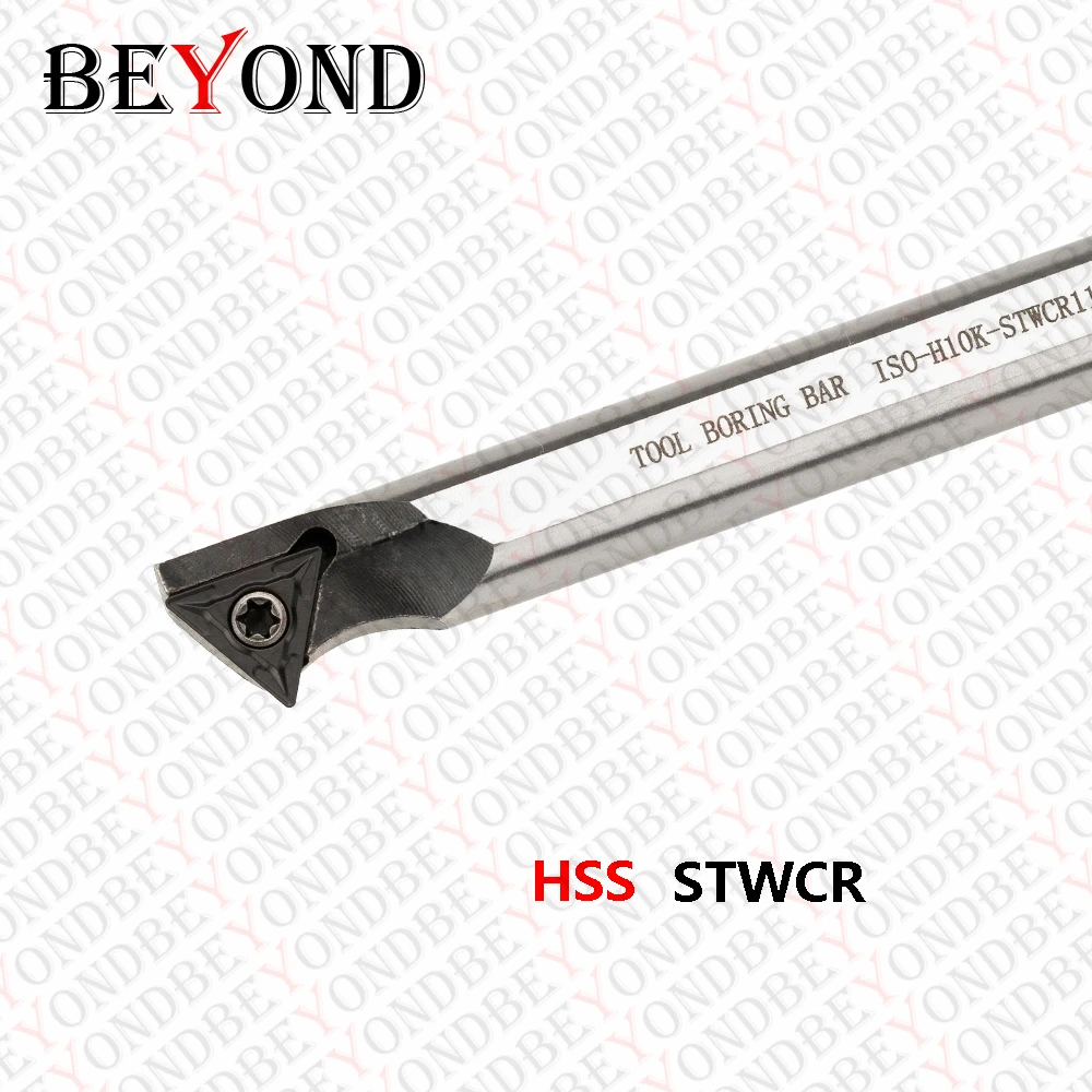 BEYOND STWCR – barre d'alésage HSS H10K-STWCR09 H12L-STWCR11, porte-outil tournant 8mm CNC, tige de coupe Anti-coup, tige de couteau en argent