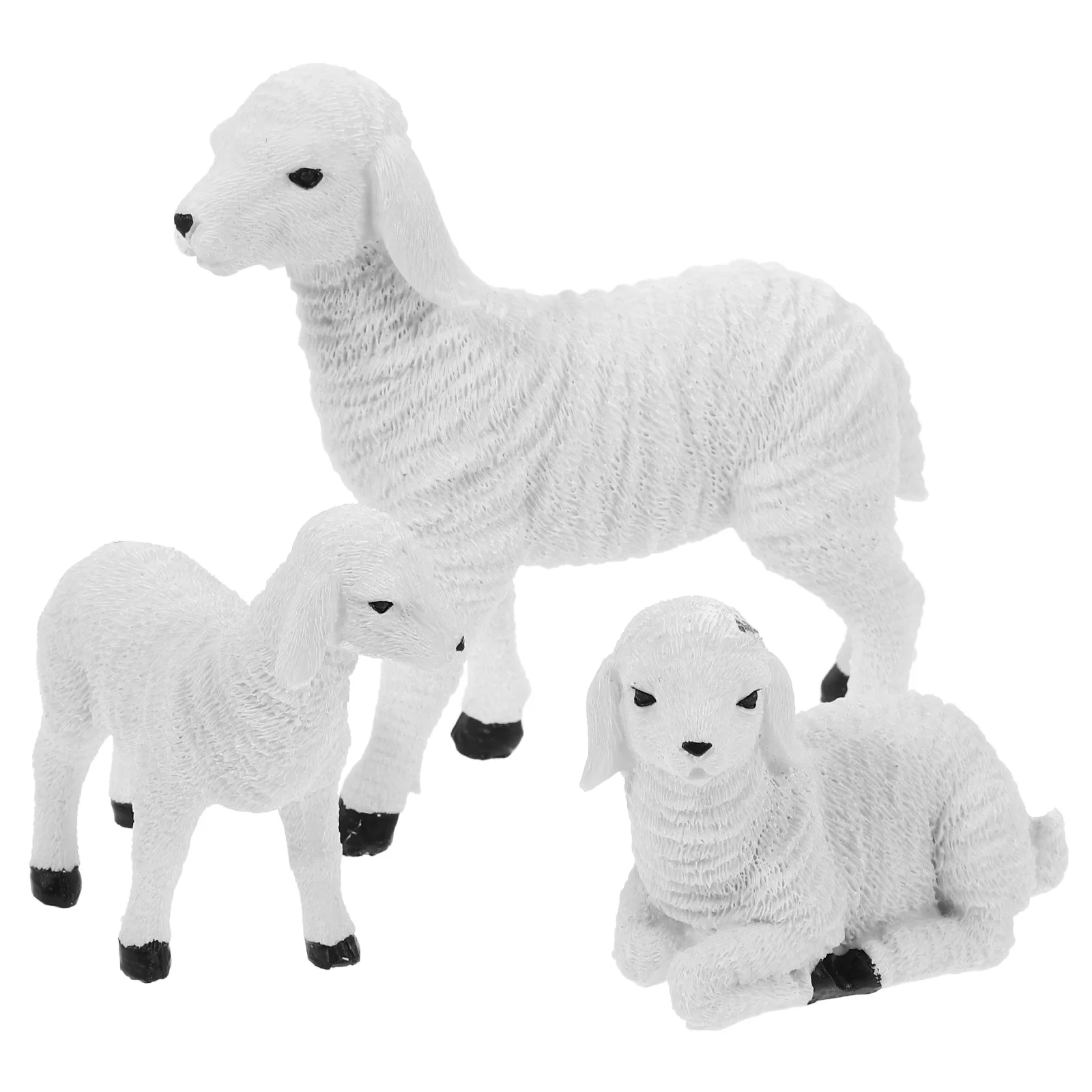 

3Pcs Resin Sheep Statue Sculpture Durable Garden Indoor Outdoor Decorative Sheep Ornament Pastoral Home Decor