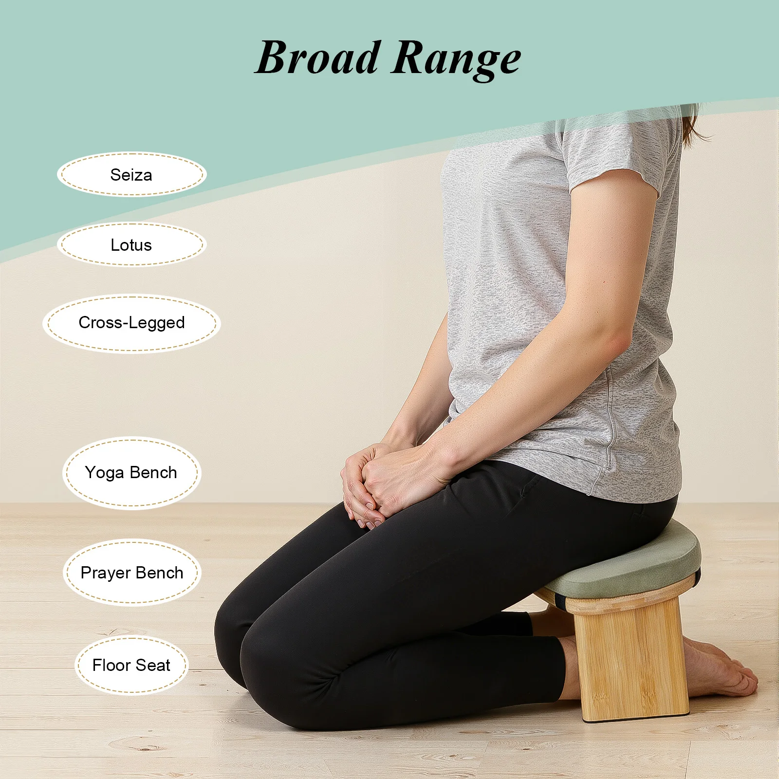 

Meditation Bench, Foldable& Ergonomic Meditation Stool, Foldable Kneeling Meditation Bench Coffee/Gray/Green Color