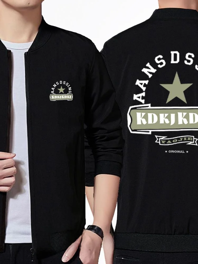 Jaket Pria Kasual Musim Semi Gugur Longgar Resleting Baseball Lengan Panjang Trendy Sweatshirt Ukuran Besar Hoodie Jaet