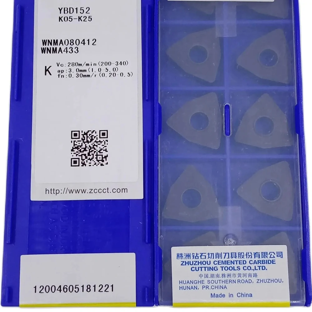 

ZCC WNMA080412 YBD152 YB7315 YBD152C Negative inserts General turning For machining cast iron WNMA 433 10PCS/BOX