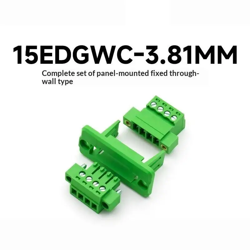 3.81mm Pitch Pluggable Terminal Wall: Through Panel Mount Connector 2P-24P Socket DIY