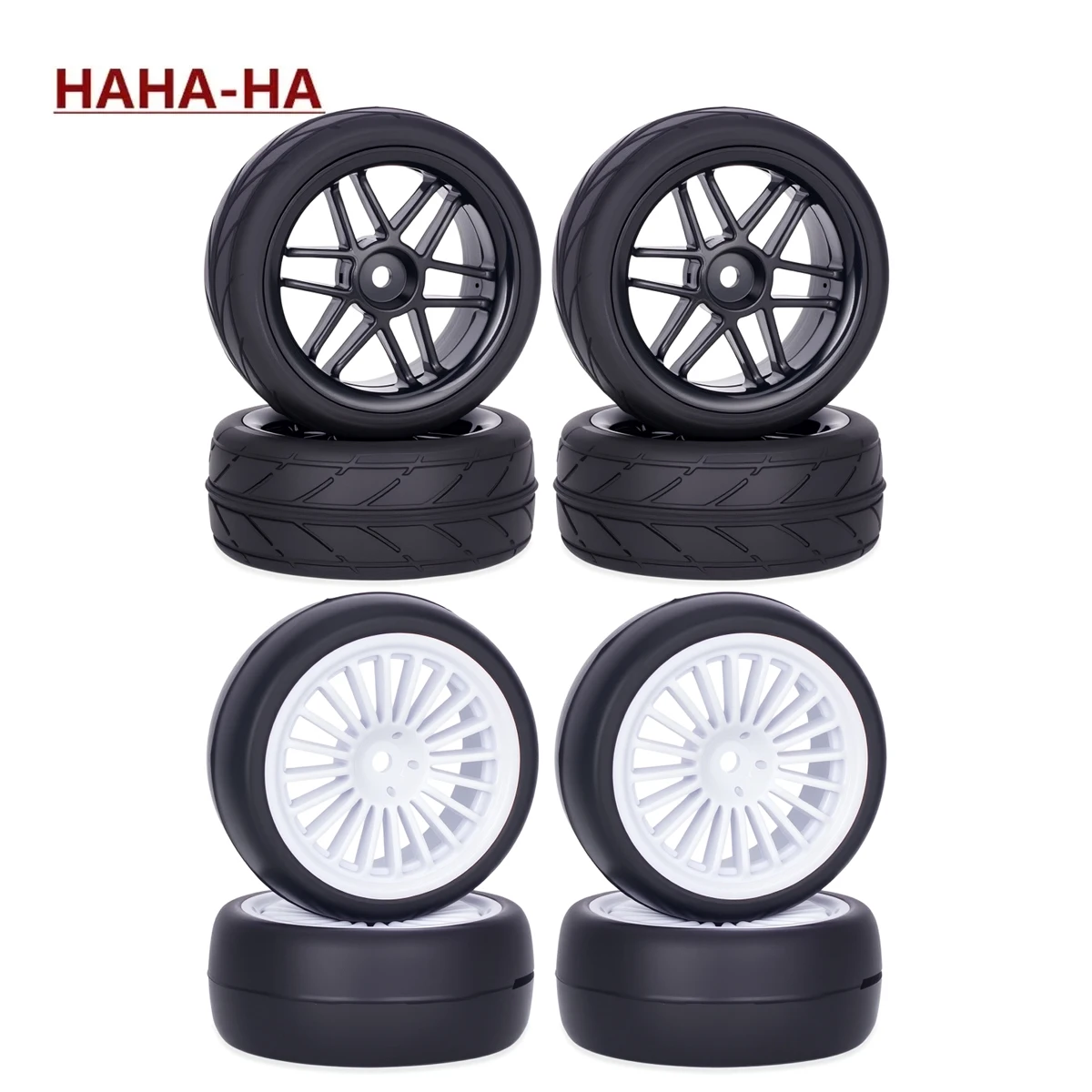 4Pcs 65mm Wheel Rims & Tires 12mm Hex for 1/10 RC Crawler On Road Car Tamiya TT01 TT02 HSP HPI Upgrade Parts