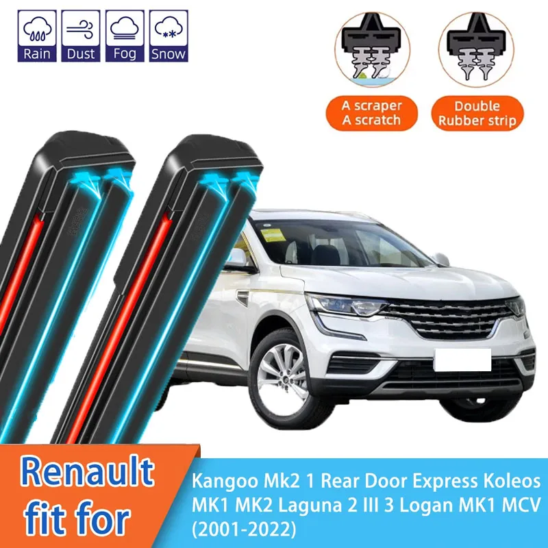 

For Renault Kangoo Rear Mk2 Koleos MK1 MK2 Laguna MK1 III Front Windscreen Wipers Double Rubber Car Wiper Blades Car Accessories