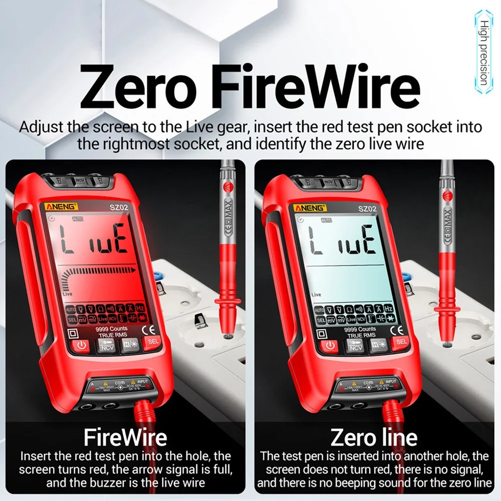ANENG SZ02 SZ01 Multimetro digitale intelligente 9999 Conteggio Vero RMS Misuratore di capacità elettrica automatica Tester per transistor di