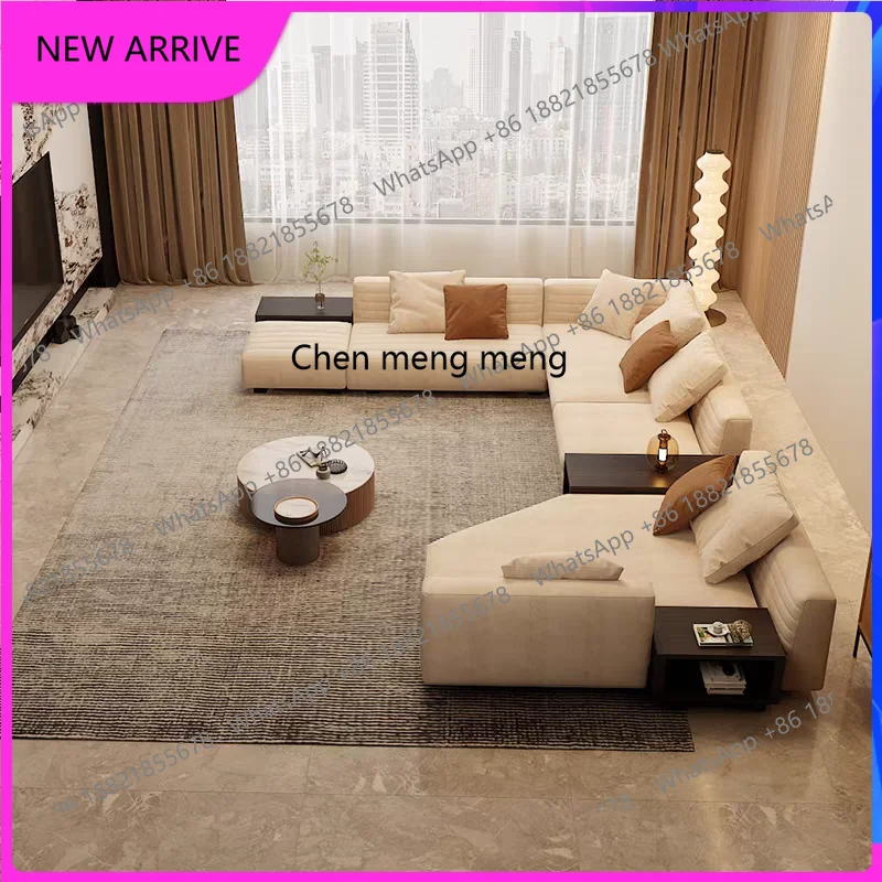

M78 New light luxury minimalist villa living room large apartment, high-end matte cloth sofa