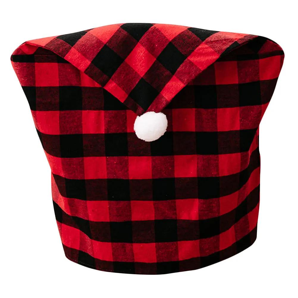 

Christmas Chair Cover Black Red Lattice Decorative Seat Cover for Dining Room Kitchen Party Xmas Chair Protector