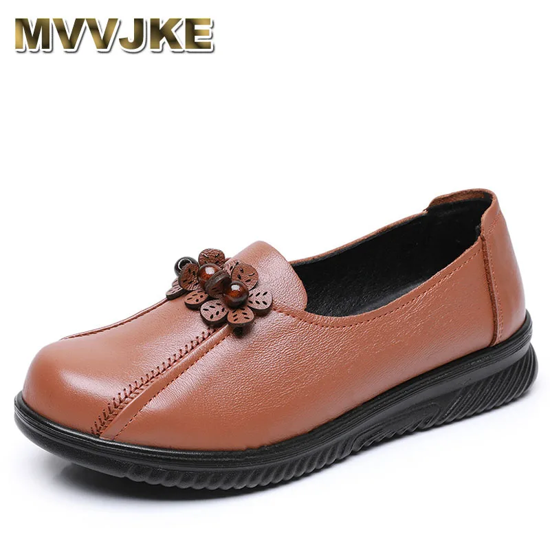 

Autumn New Fashion Soft Leather Loafer Women's Shoes Women Slip On Casual Flat Shoes Female Breathable Shoes Plus Size