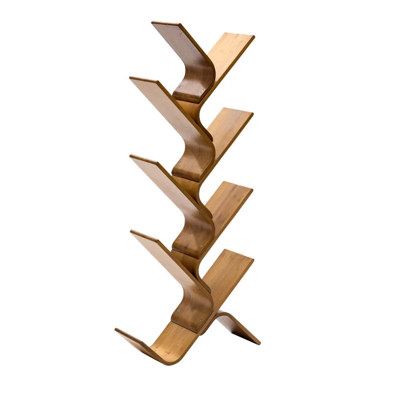 Floor-to-ceiling bookshelf Office Simple multi-layer bamboo tree-shaped vertical cabinet Study Children's reading shelf Shelf