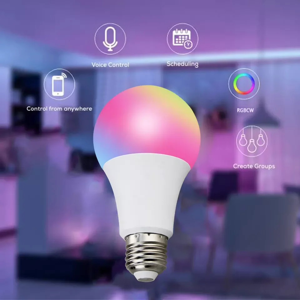 FROGBRO Tuya Smart Light Bulb E26 E27 LED RGB Lamp Work with Smart Life App Dimming Smart Led Light Bulb with Music Rhythm