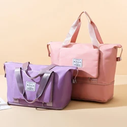 Bolsas de viaje plegables de tela Oxford, bolso de mano de viaje Extensible de gran capacidad, impermeable, bolso de gimnasio Oxford Unisex, separación en seco y húmedo