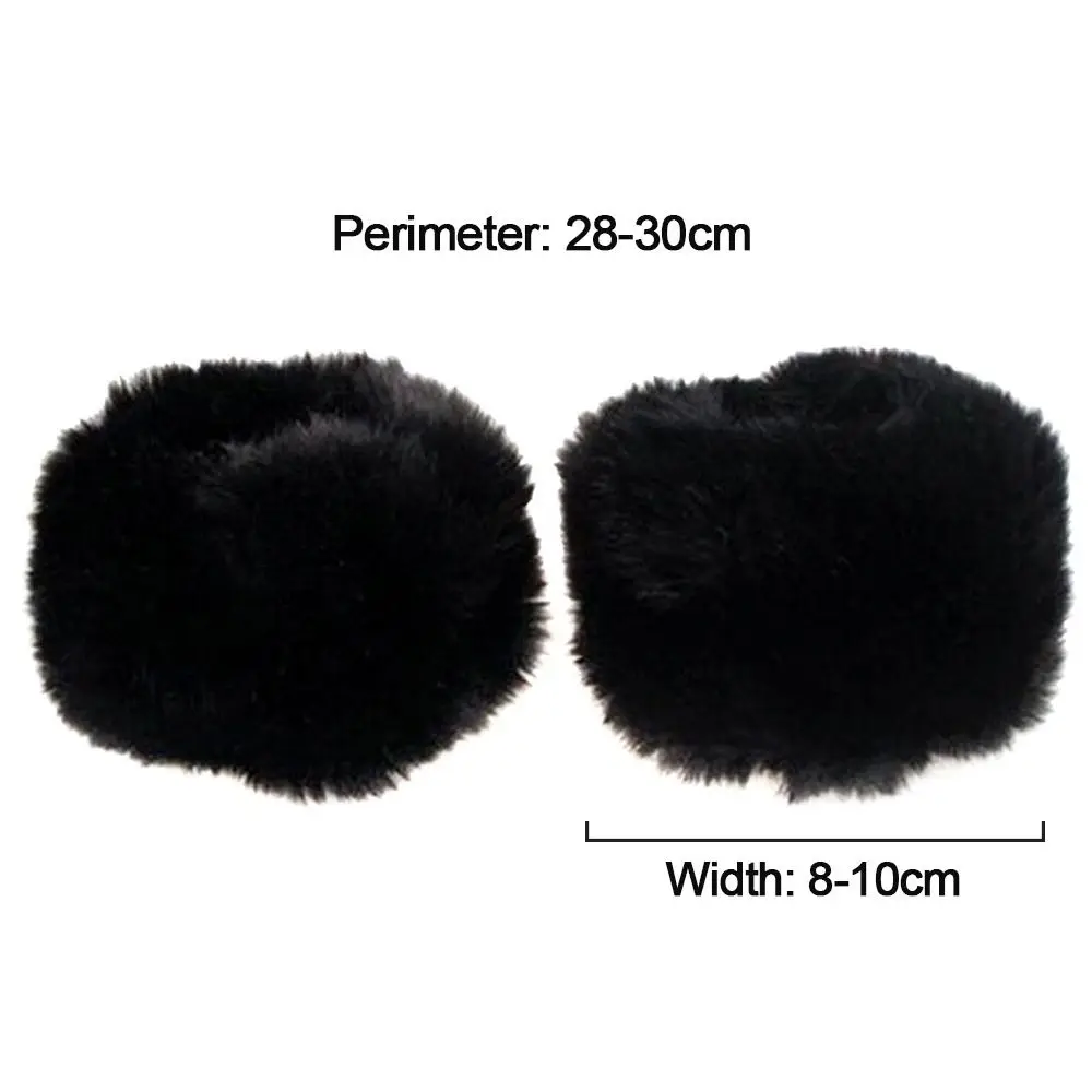 Women Fashion Winter Warm Faux Fur Elastic Wrist Slap On Cuffs Ladies Solid Color Arm Warmer Plush Wrist Protector