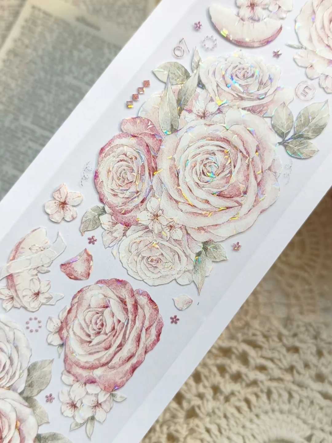 

Beautiful Pink Rose Floral Washi PET Tape Shiny