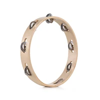 8 Inch Tambourine for Adults Pleasant Jingle Sound Hand Cranked Bell Rings Wooden Natural Color Metal Bell Sound Percussion