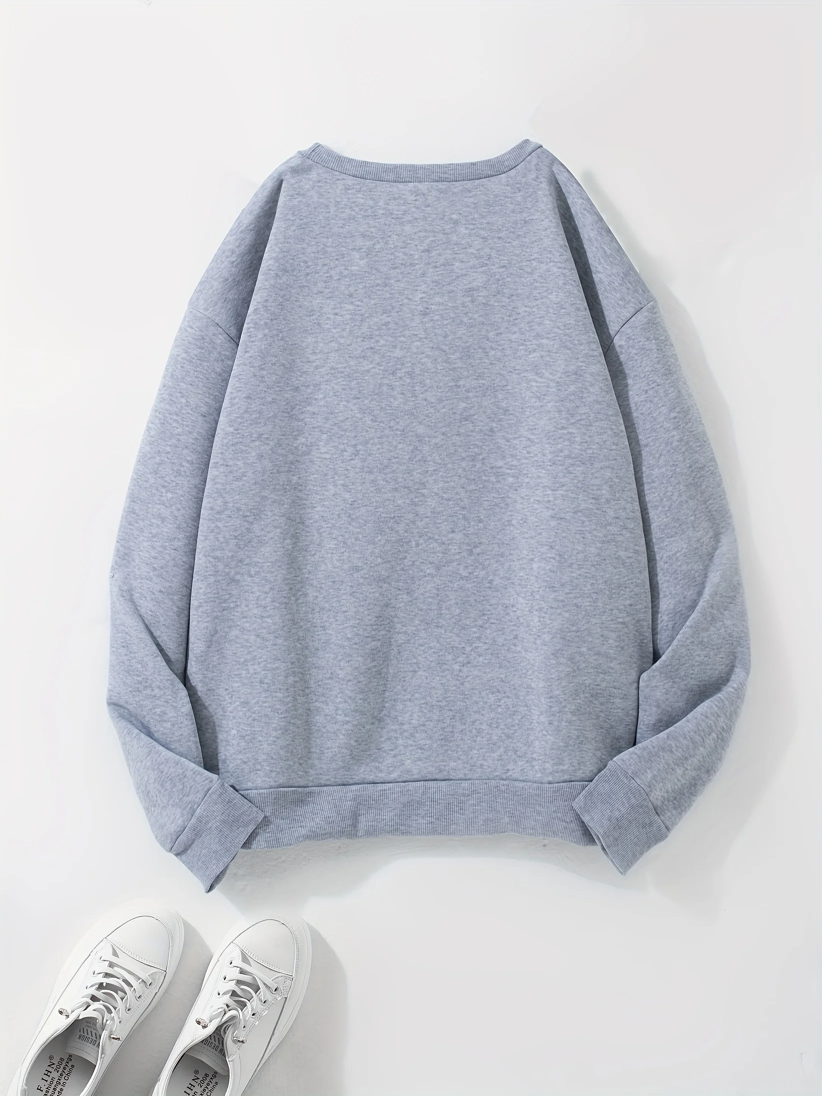 Women's autumn and winter casual fashion loose and comfortable Blessed printed round neck long sleeved warm pullover sweater