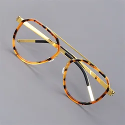 Denmark Brand Titanium Acetate Glasses Frame Men Women Fashion 9745 Pilot Double Beam Ultralight Optical Eyeglasses Eyewear