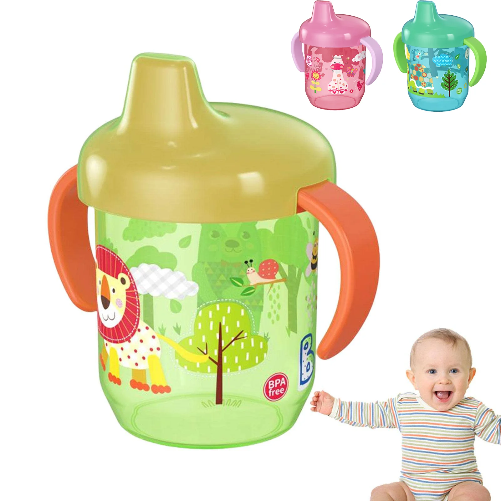 

Детская обучающая чашка для питья, милые чашки в виде утконоса с ручкой, перевернутая герметичная конструкция с откидной крышкой для мальчиков и девочек