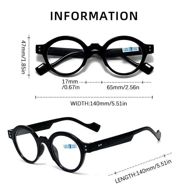 Neue Retro Runde Lesebrille Für Frauen Presbyopie Hyperopie Anti Blau Licht Lesen Brillen Schwarz Männer Brillen + 1,0 + 1,5 + 2 – Detail 4