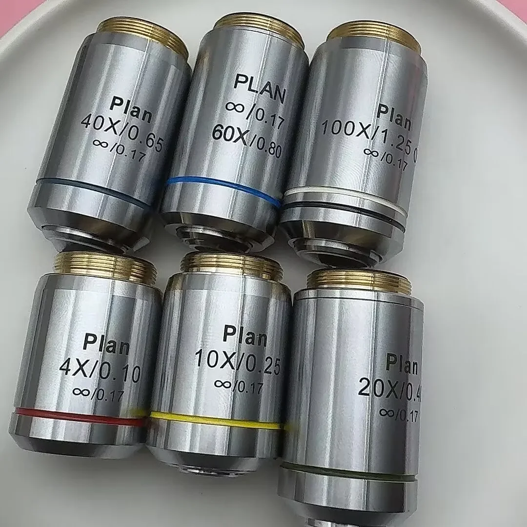 Professional 4X 10X 20X 40X 100X Infinity Plan Objective Lens 195 Achromatic Objectives for Olympus Microscope