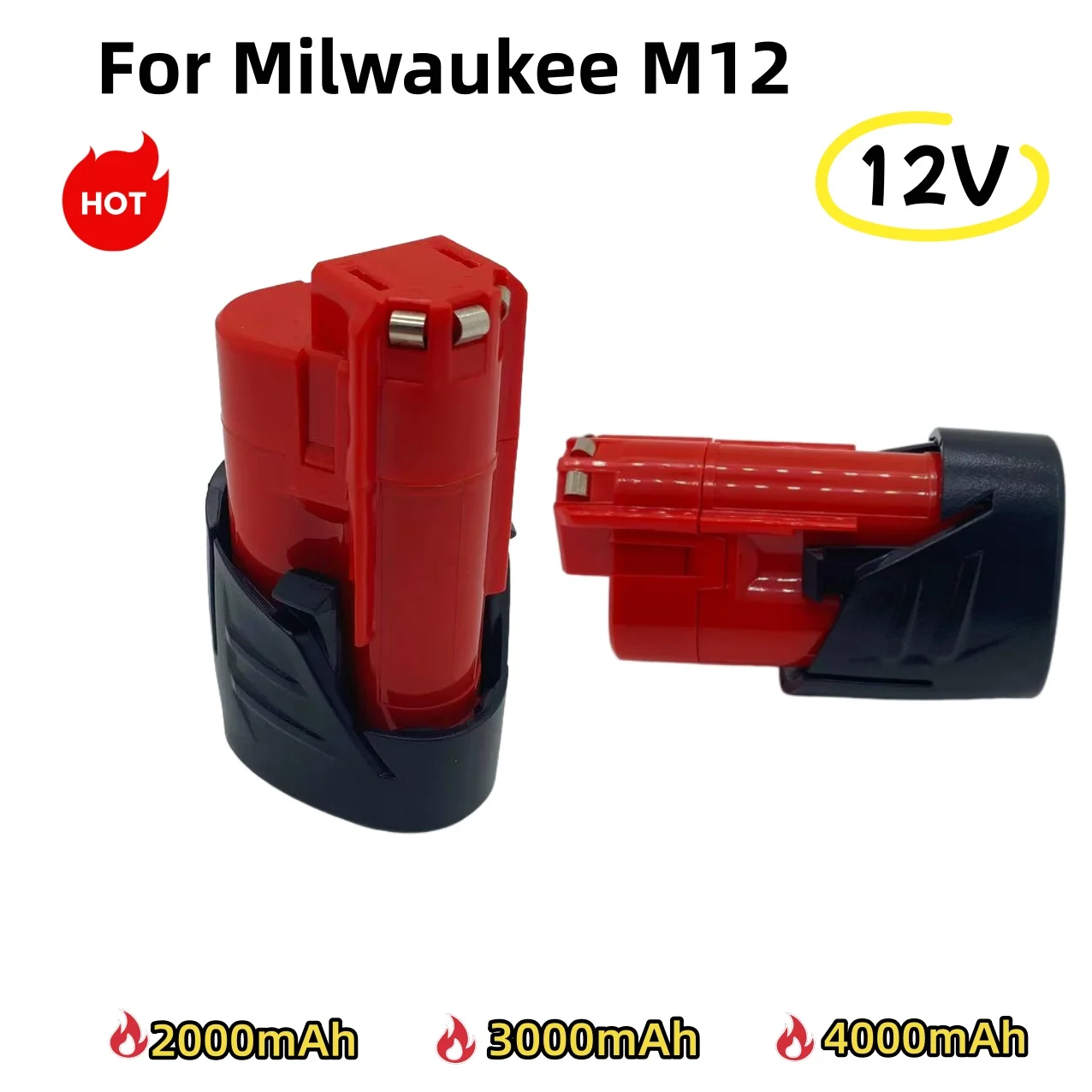 🔋3000mAh Cordless Tool Battery for Milwaukee M12 XC - 12V, Compatible with 48-11-2410/48-11-2420/48-